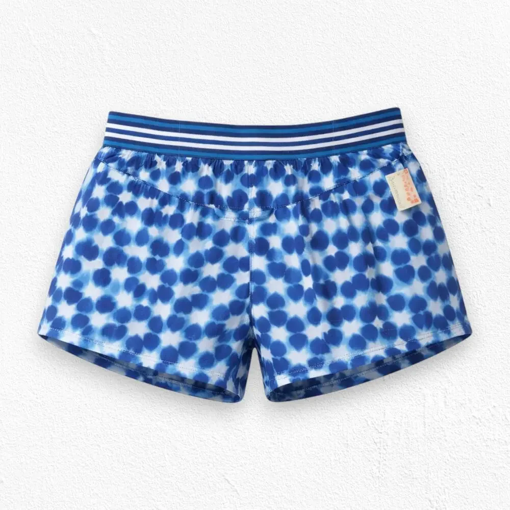 Free People Movement Blue Combo Print Lined High Rise Running Shorts Size Large
